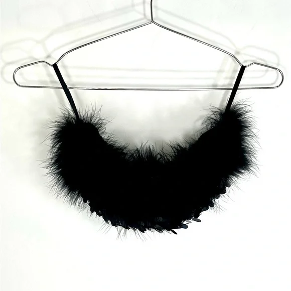 REVOLVE x OW Collection Virgo Sequin Feather Top - Black - XS - Picture 5 of 6